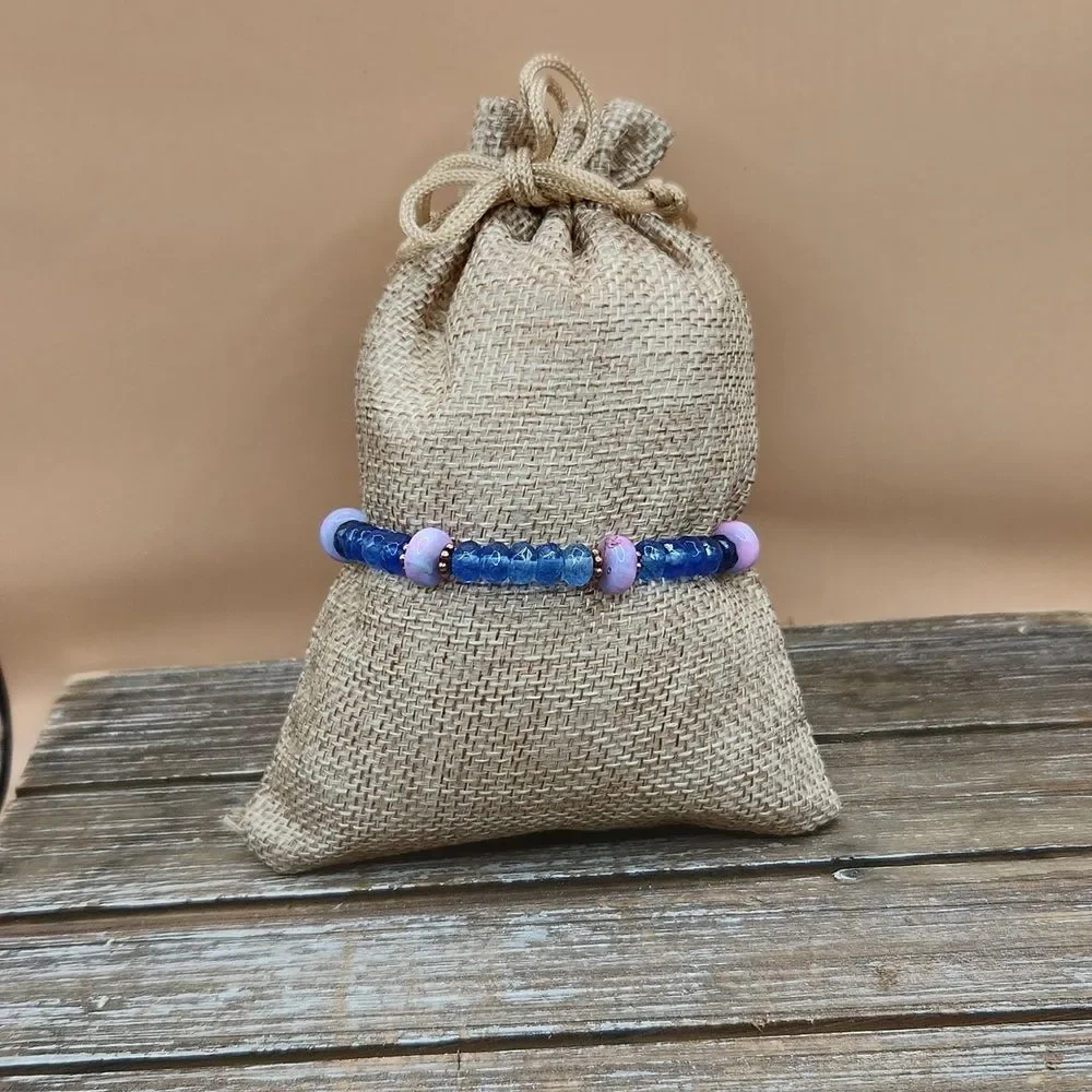 Blue Quartz, Peruvian Opal and Copper Bracelet